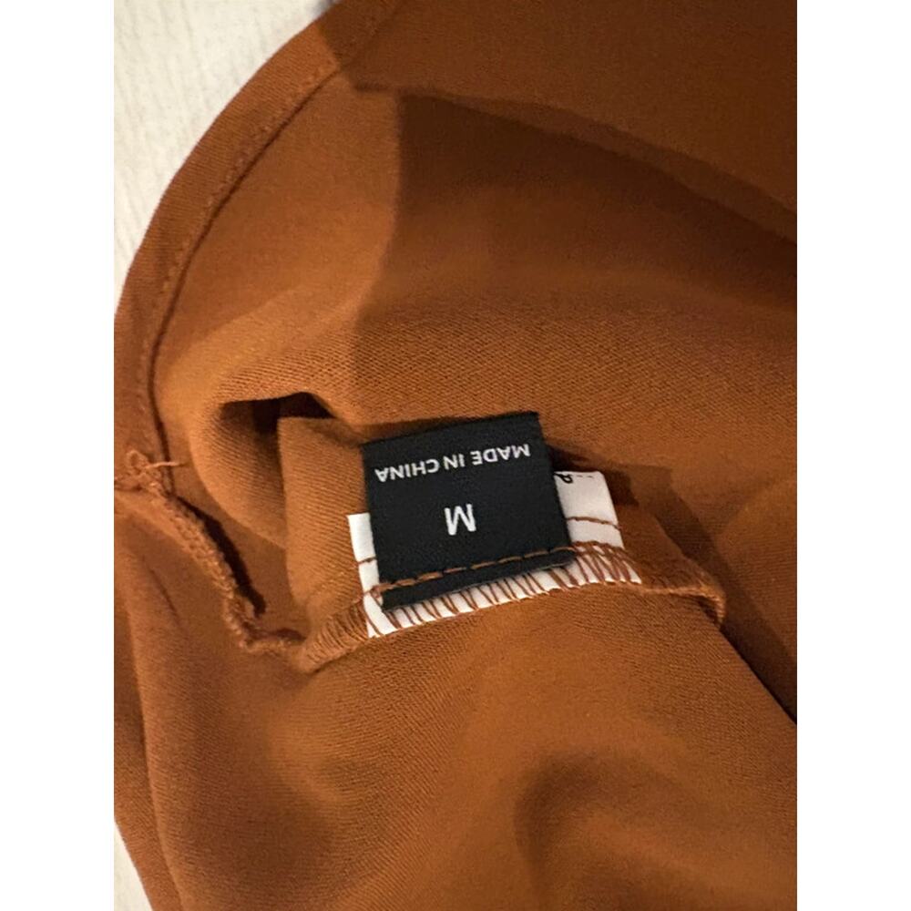 Boutique NWT Women’s Med Cognac Brown Draped Surplice Halter Top Cami - Picture 6 of 6
